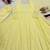 Yellow anarkali gown with embroidered net sleeves & dupatta