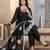 Black & white embroidered designer kurta palazzo set with  dupatta