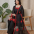 Black & red embroidered designer kurta palazzo set with  dupatta