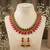 Gold plated ruby & green indian jewelry set: traditional necklace with jhumka 
