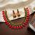 Gold plated ruby & green indian jewelry set: traditional necklace with jhumka 