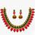 Gold plated ruby & green indian jewelry set: traditional necklace with jhumka 