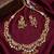 gold plated kundan necklace set with ruby green cz stones & jhumka earrings 