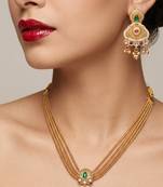 antique gold kundan necklace set with earrings south indian temple bridal jewelry set for women 