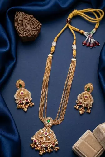 antique gold kundan necklace set with earrings south indian temple bridal jewelry set for women 