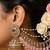 gold plated kundan & mirror work pastel pink jhumka earrings with ear chain