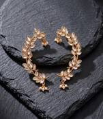 gold plated silver leaf ear cuffs, traditional indian bollywood bridal