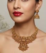 south indian temple jewelry antique gold plated necklace set