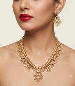 gold plated kundan & pearl choker necklace set with earrings 