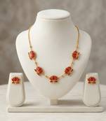 lotus enamel gold necklace set  luxury indian jewelry