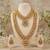 antique gold plated temple jewelry set: bridal long haram, choker necklace & earring