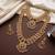 antique gold plated temple jewelry set: bridal long haram, choker necklace & earring