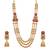 gold plated ruby pearl rani haar necklace set with jhumka earrings 