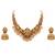 gold temple jewelry set with goddess lakshmi pendant & jhumkas