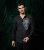 Black embroidered lycra strech shirt