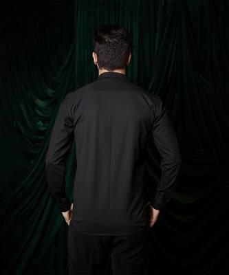 Black embroidered lycra strech shirt 2