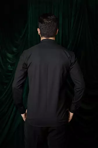 Black embroidered lycra strech shirt