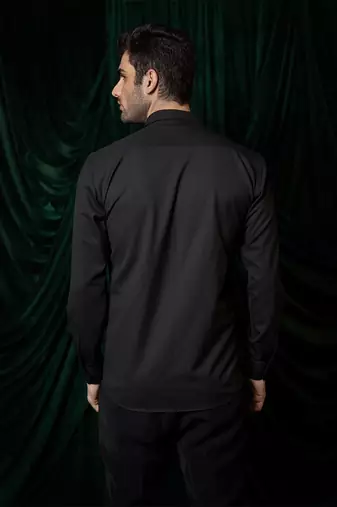 Black embroidered lycra strech shirt