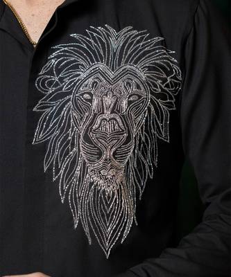 Black embroidered lycra strech shirt 4