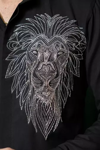 Black embroidered lycra strech shirt