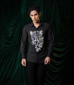 Black embroidered lycra strech shirt