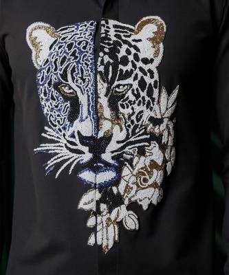 Black embroidered lycra strech shirt 2