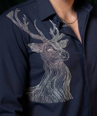 Blue embroidered lycra strech shirt 2