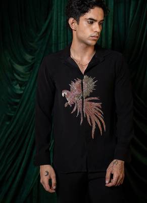 Black embroidered armani shirt 1