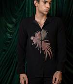 Black embroidered armani shirt