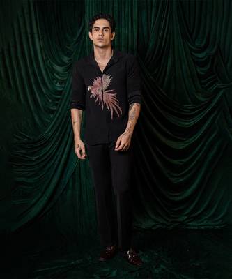 Black embroidered armani shirt 5