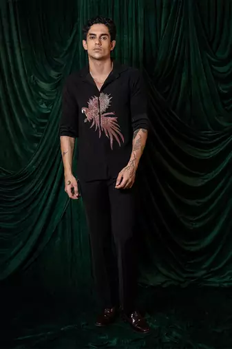 Black embroidered armani shirt