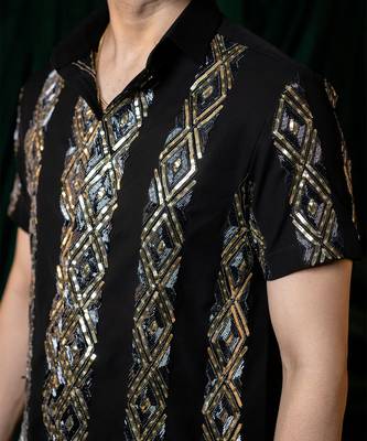 Black embroidered armani shirt 3