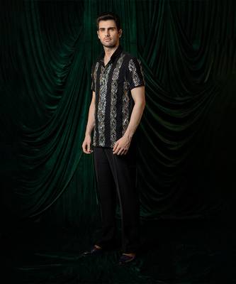Black embroidered armani shirt 4