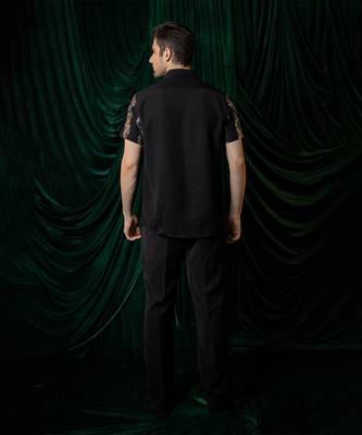 Black embroidered armani shirt 5