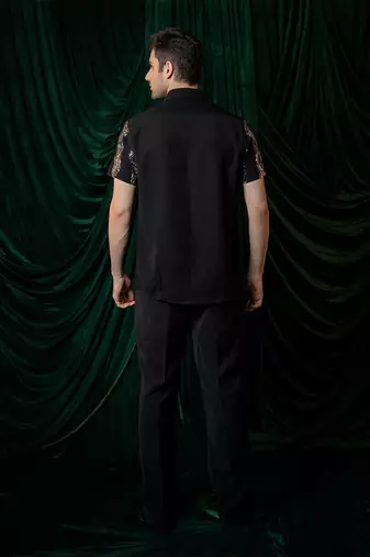 Black embroidered armani shirt