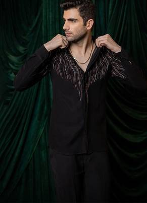 Black embroidered armani shirt 1