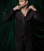 Black embroidered armani shirt