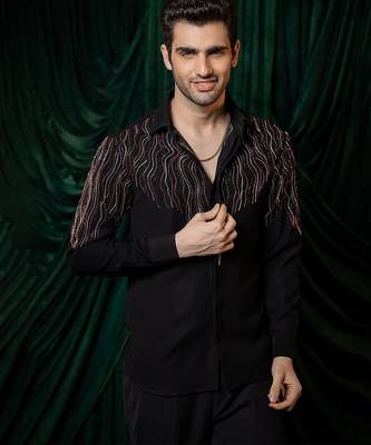 Black embroidered armani shirt 3