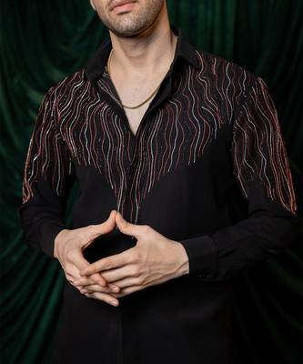 Black embroidered armani shirt 4