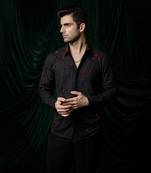 Black embroidered lycra strech shirt