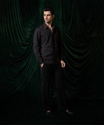 Black embroidered lycra strech shirt 5