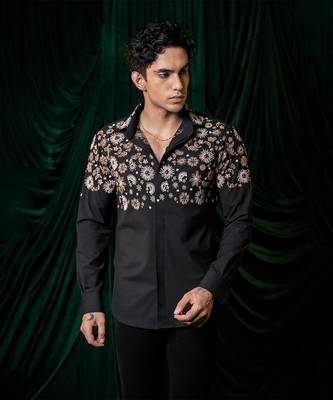 Black embroidered armani shirt 1