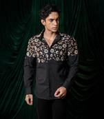 Black embroidered armani shirt