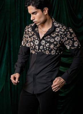Black embroidered armani shirt 2