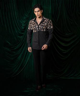 Black embroidered armani shirt 3