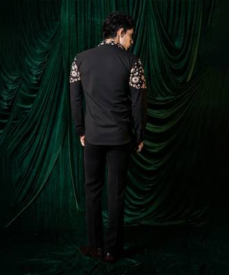 Black embroidered armani shirt 4