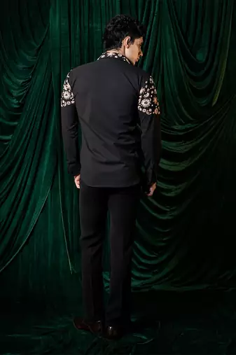 Black embroidered armani shirt