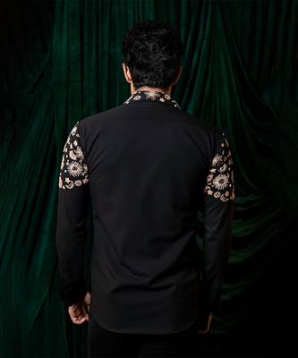 Black embroidered armani shirt 5