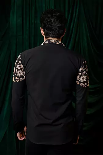 Black embroidered armani shirt