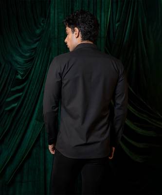 Black embroidered lycra strech shirt 2